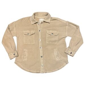 Altar’d State Tan Corduroy Shacket Size Small Oversized Snap Button Shirt Jacket